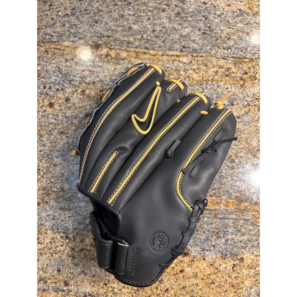 Nike Diamond Ready Baseball 12" Glove Black Yellow Leather BF1527 071 Mens FLRT
